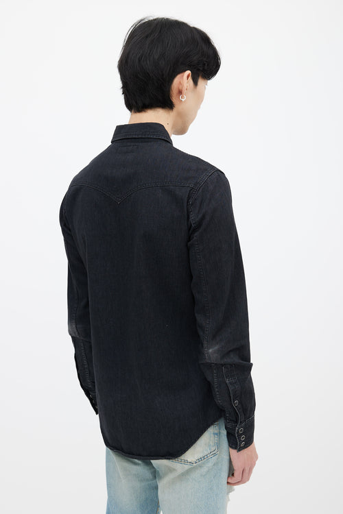 Saint Laurent Black Denim Snapped Western Shirt