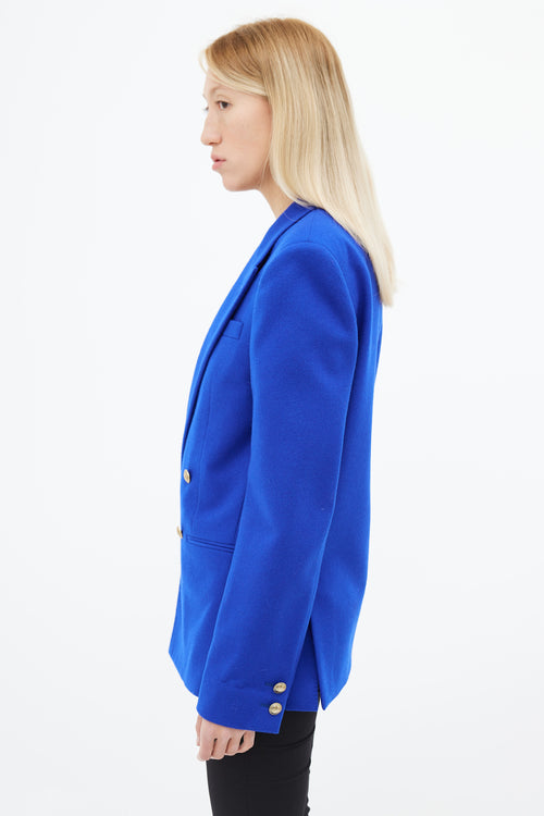 Saint Laurent Cobalt Blue Wool Double Breasted Blazer