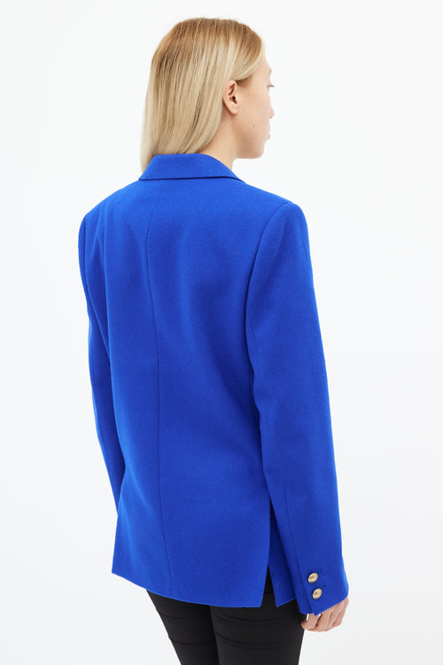 Saint Laurent Cobalt Blue Wool Double Breasted Blazer