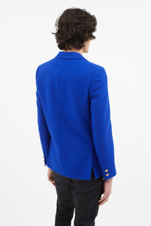 Saint Laurent Cobalt Blue Wool Double Breasted Blazer