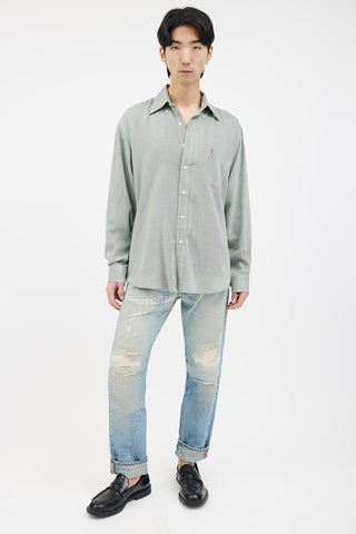 Saint Laurent Mint Green Long Sleeve Shirt 