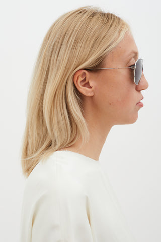 Saint Laurent Silver Aviator Sunglasses