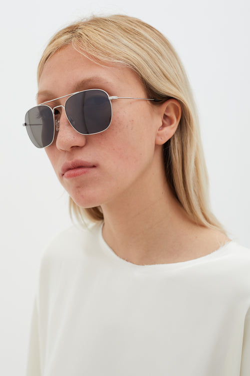 Saint Laurent Silver Aviator Sunglasses