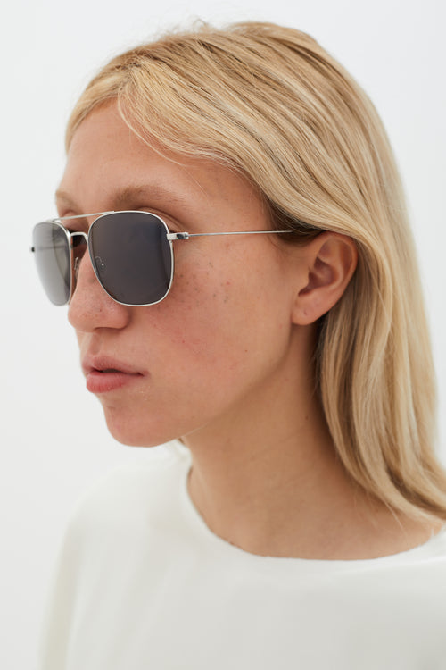 Saint Laurent Silver Aviator Sunglasses