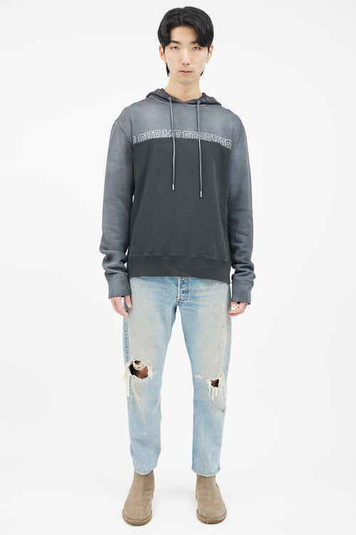 Saint Laurent Grey Two Tone Love Me Forever Hoodie