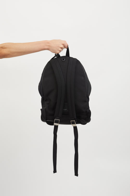 Saint Laurent Black Canvas Embroidered City Backpack