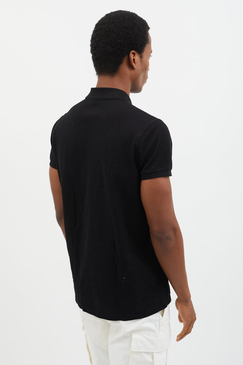 Saint Laurent 2018 Black 
Gold-Tone Embroidery Polo Shirt