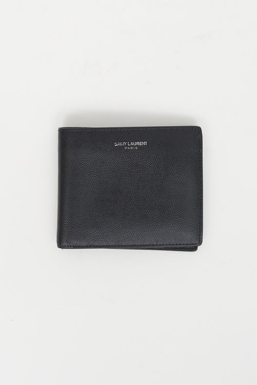 Saint Laurent Black Grain De Poudre Embossed Leather East/West Wallet