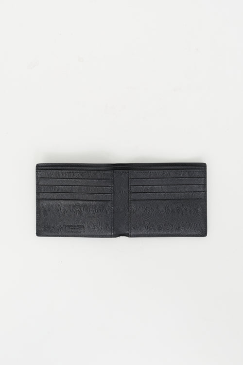 Saint Laurent Black Grain De Poudre Embossed Leather East/West Wallet