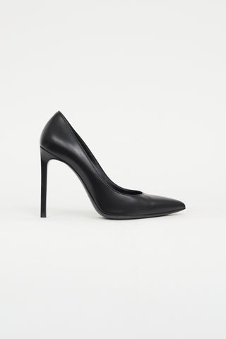 Saint Laurent Black Leather Pointed Toe Pump