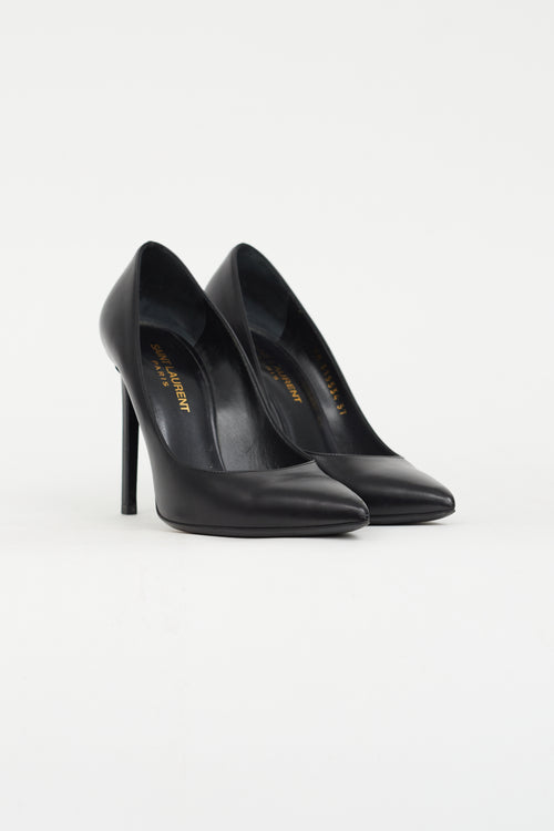 Saint Laurent Black Leather Pointed Toe Pump