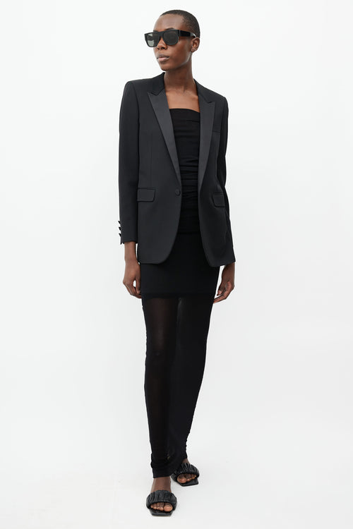 Saint Laurent Black Satin Trim Blazer