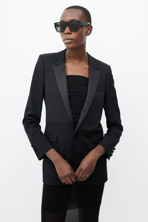 Saint Laurent Black Satin Trim Blazer