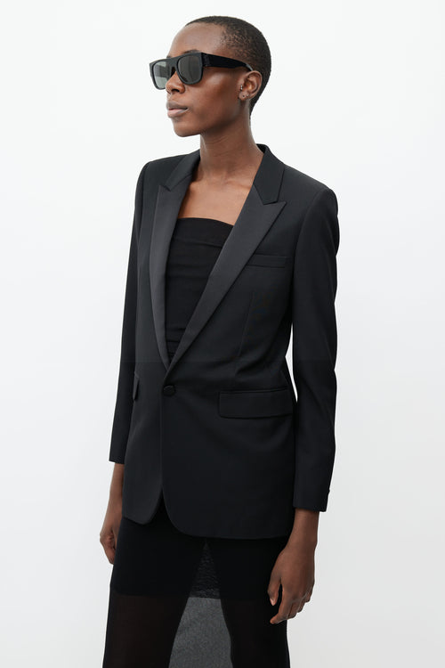 Saint Laurent Black Satin Trim Blazer