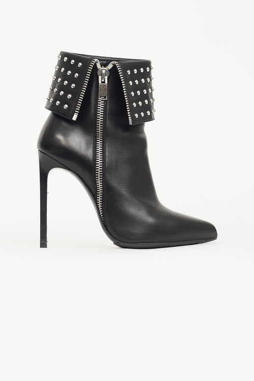 Saint Laurent Black Studded Ankle Boot