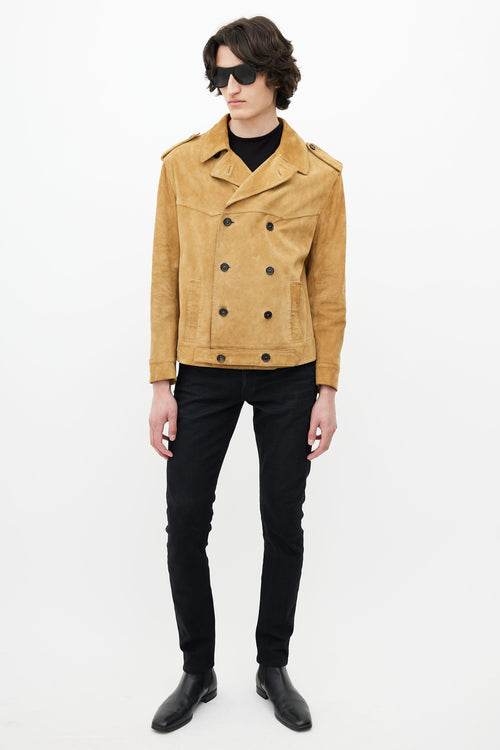 Saint Laurent Brown Suede Double Breasted Jacket