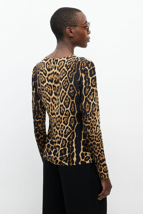 Saint Laurent Brown 
Black Print Silk Blouse