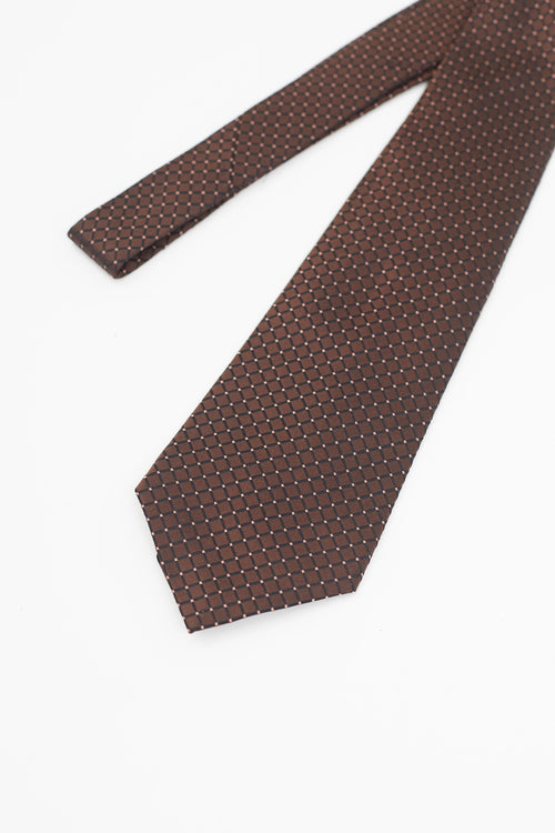 Saint Laurent Brown 
Orange Silk Square Tie