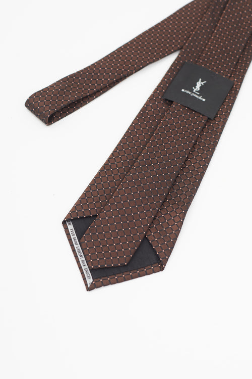 Saint Laurent Brown 
Orange Silk Square Tie