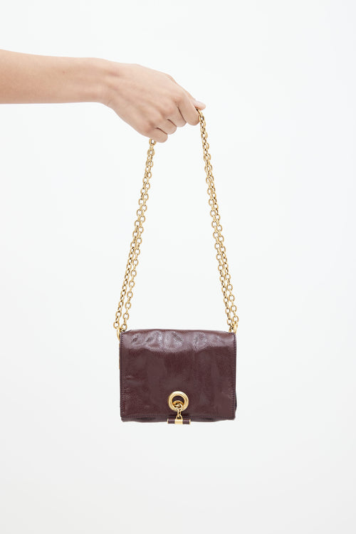 Saint Laurent Burgundy Patent Leather Mini Muse Bag