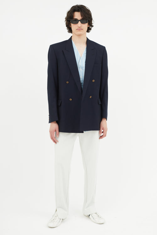 Saint Laurent Navy Wool Double Breasted Blazer