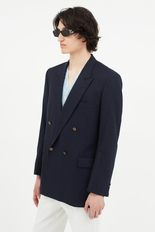 Saint Laurent Navy Wool Double Breasted Blazer