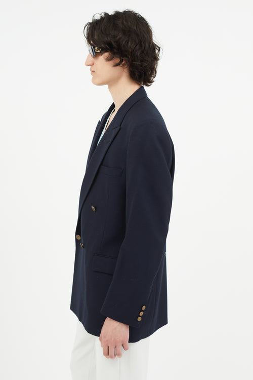 Saint Laurent Navy Wool Double Breasted Blazer