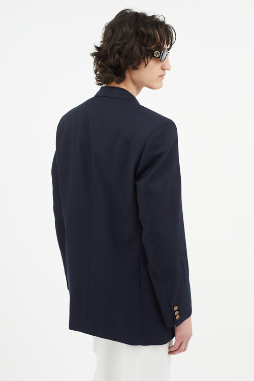 Saint Laurent Navy Wool Double Breasted Blazer