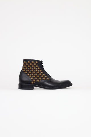 Saint Laurent Black Studded Ankle Boots