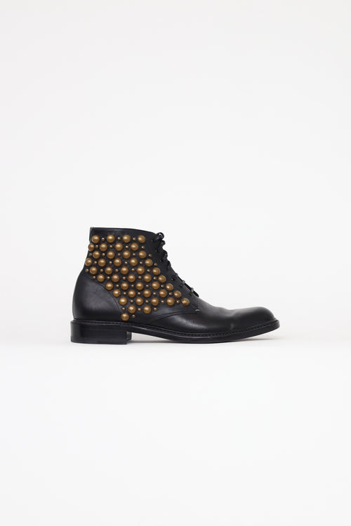 Saint Laurent Black Studded Ankle Boots