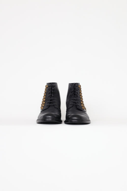 Saint Laurent Black Studded Ankle Boots