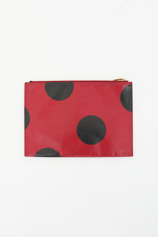 Saint Laurent Red 
Black Large Dot Zipped Pouch