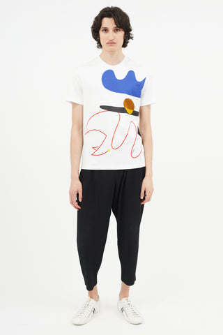 Salvatore Ferregamo White 
Multicolour Abstract Print T-Shirt