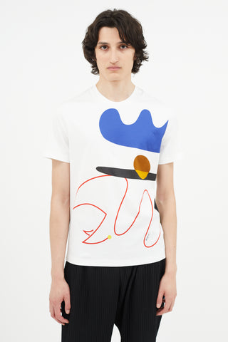 Salvatore Ferregamo White 
Multicolour Abstract Print T-Shirt