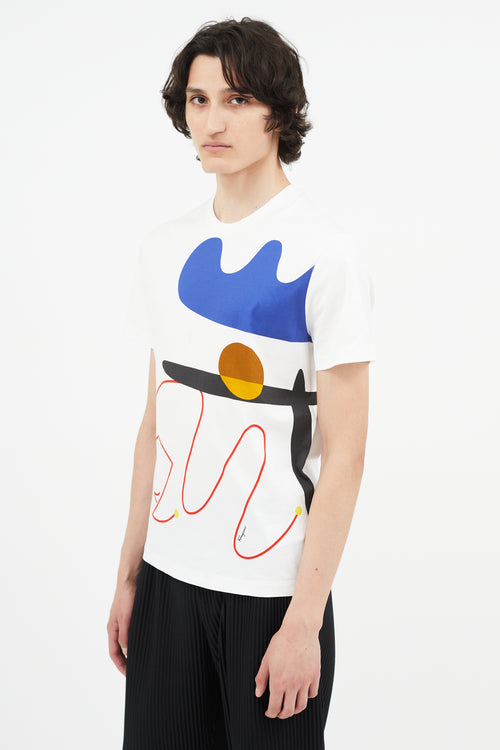 Salvatore Ferregamo White 
Multicolour Abstract Print T-Shirt