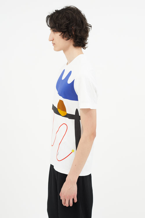 Salvatore Ferregamo White 
Multicolour Abstract Print T-Shirt