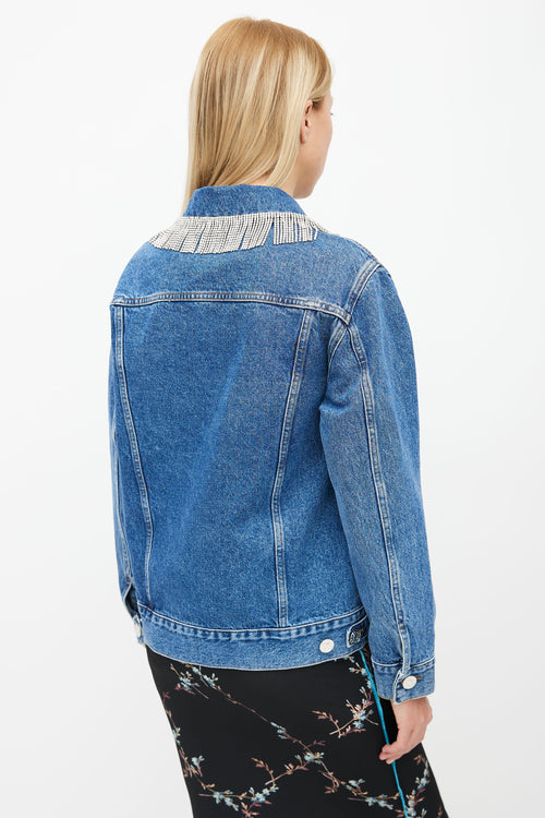 Sandro Blue Denim 
Silver-Tone Fringe Jacket