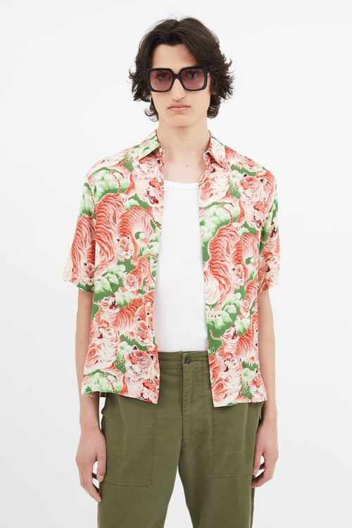 Sandro Pink 
Green Print Shirt