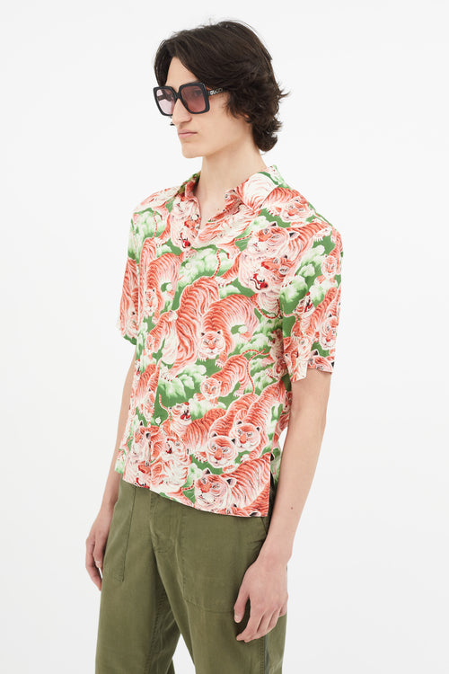 Sandro Pink 
Green Print Shirt