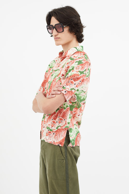 Sandro Pink 
Green Print Shirt