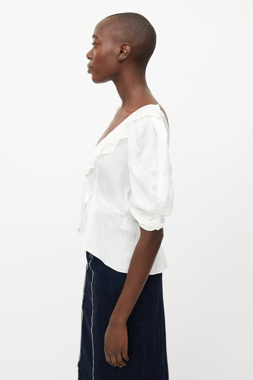 Sandro White Ruffled Blouse