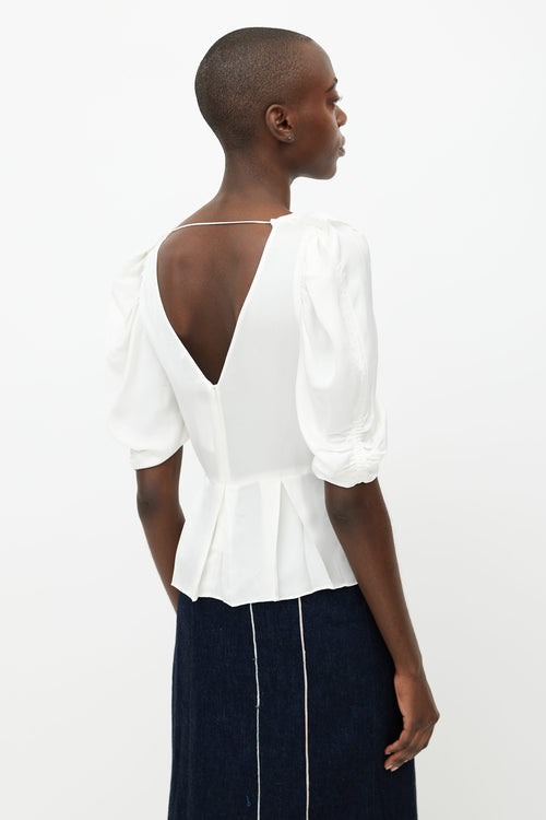 Sandro White Ruffled Blouse