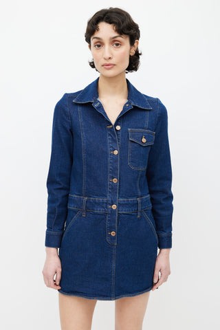 See By Chloè Dark Denim Wash Shirt Dress