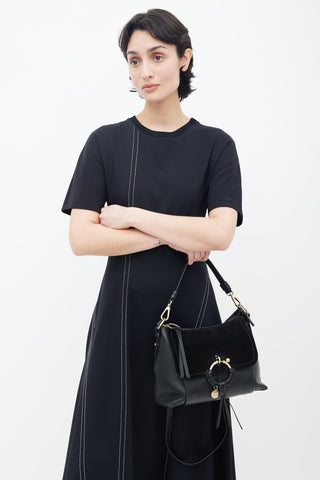 See by Chloé Black Leather 
Suede Joan Shoulder Bag