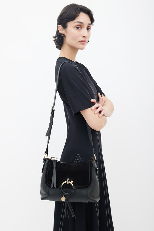 See by Chloé Black Leather 
Suede Joan Shoulder Bag