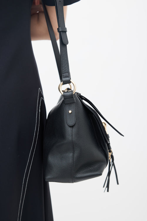 See by Chloé Black Leather 
Suede Joan Shoulder Bag