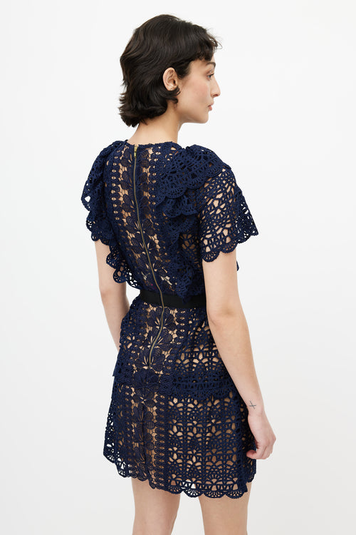 Self-Portrait Navy Lace A-Line Dress