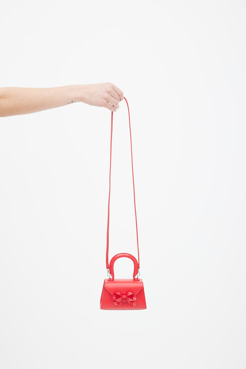 Self Portrait Red Leather Bow Envelope Micro Shoulder Bag