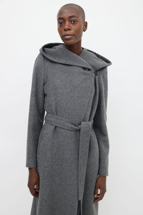 Sentaler Grey Wool Shawl Hooded Coat