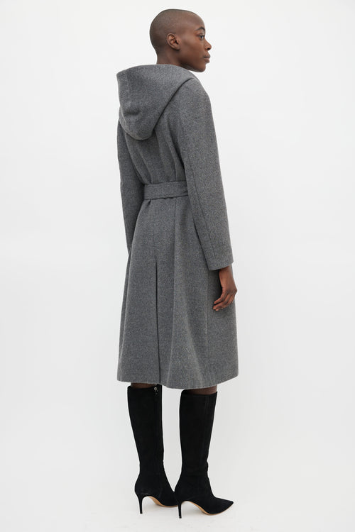 Sentaler Grey Wool Shawl Hooded Coat